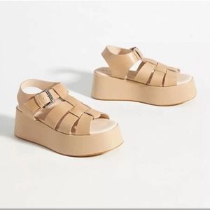 Anthropologie Pilcro Fisherman Platform Sandals Cream Size EU 40/ US 9.5-10